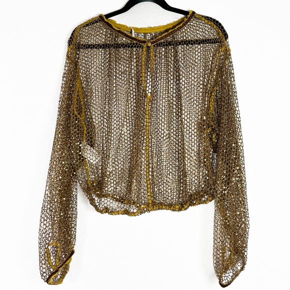 Free People Sparks Fly Sequin Top in Olive Tapenade size Medium NWT - Picture 6 of 9